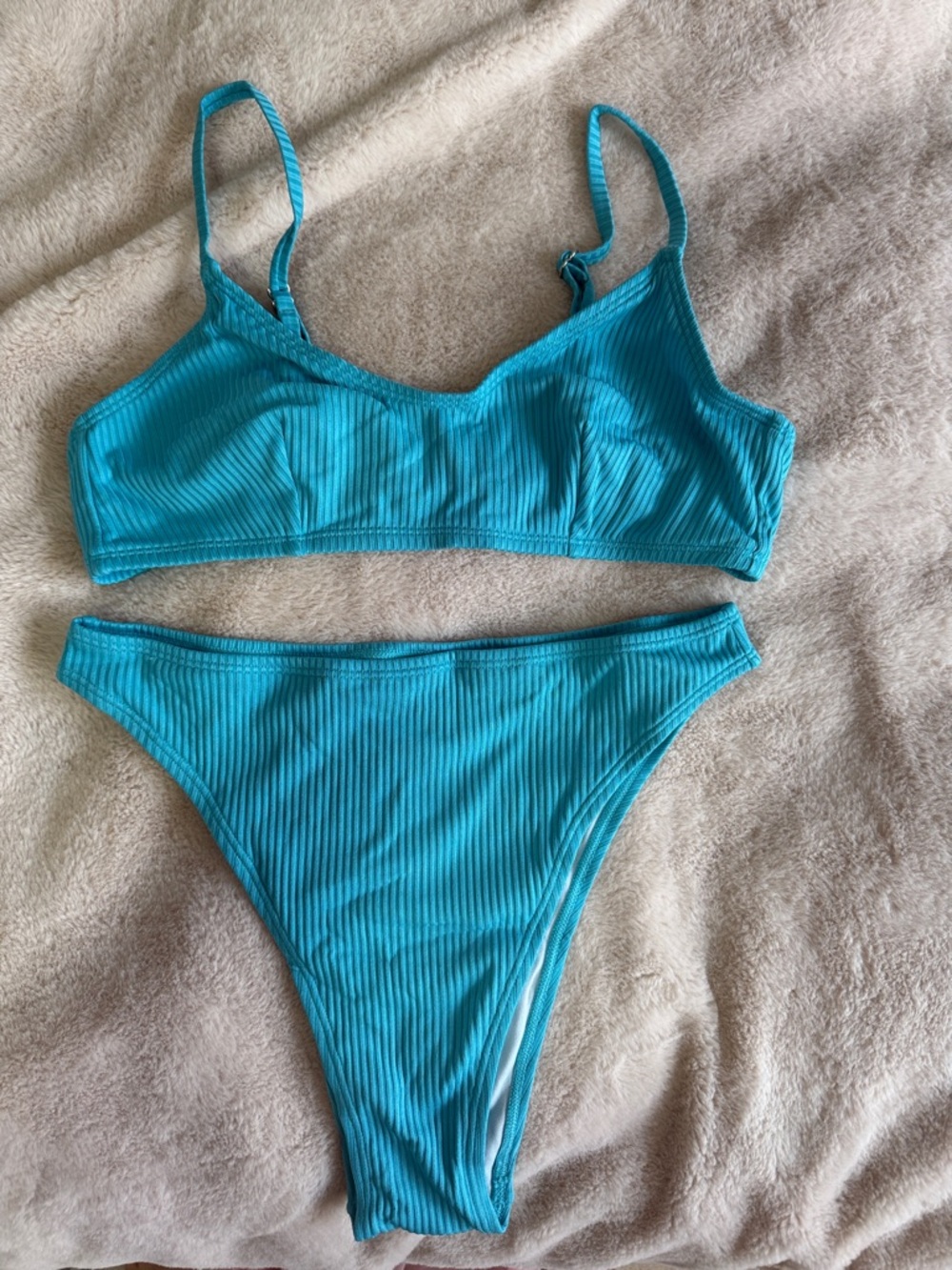Cupshe Teal Ribbed Bikini Set - Picture 2 of 2
